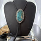 Sterling Silver Southwestern Style Large Oval Chrysocolla Bolo Tie For Men