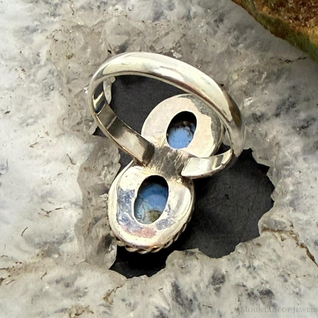 Sterling Silver Southwestern Style Golden Hill Turquoise Ring Size 8.75 For Women