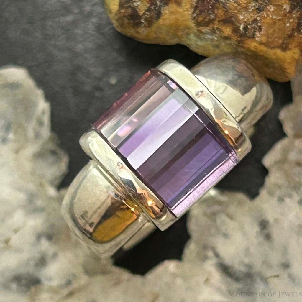 Carolyn Pollack Sterling Silver Amethyst Ring Size 7 & 7.75 For Women