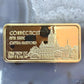 US .999 One Ozt Silver Connecticut Bar w/24K Gold Plated Hamilton Mint #112825-3