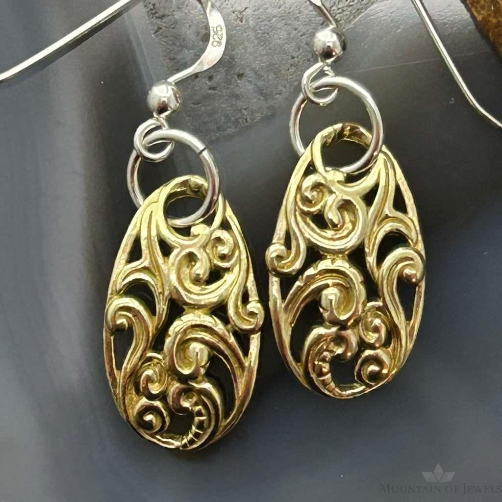 Carolyn Pollack Brass & Sterling Silver Swirl Dangle Earrings For Women
