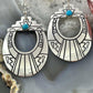 Tommy & Rosita Singer Sterling Silver Dot Turquoise Engraved Dangle Earrings For Women