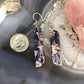 Sterling Silver Elongated Tilde Shape Blue Sodalite Slab Dangle Earrings For Women  #216