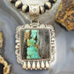 Sterling Silver Southwestern Style Square Blackjack Turquoise Decorated Pendant For Women