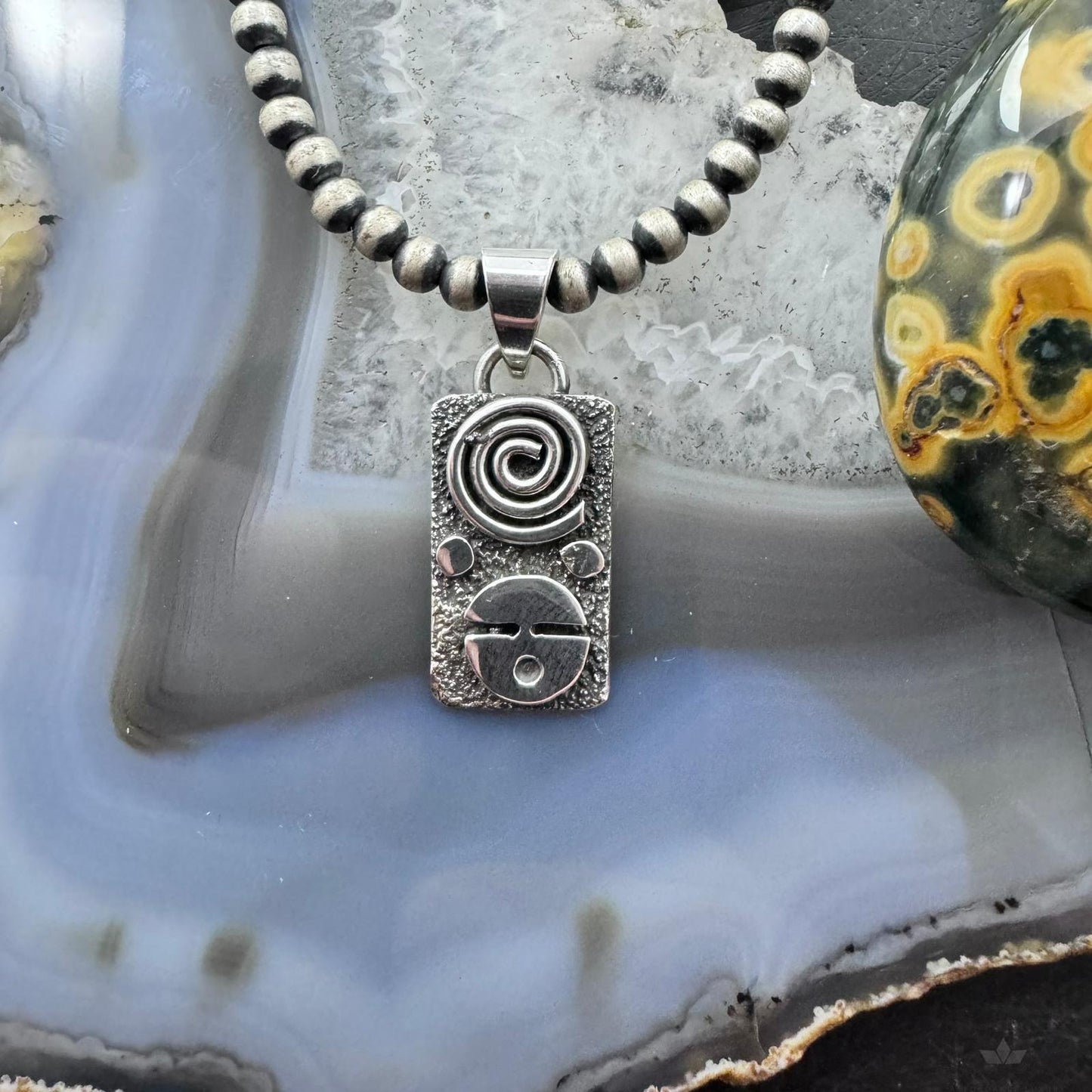 Alex Sanchez Native American Sterling Silver Petroglyph Dainty Pendant For Women #2