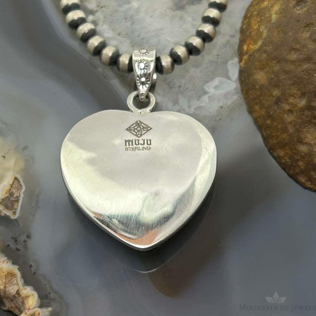Sterling Silver Southwestern Style Cotton Candy Heart Pendant For Women