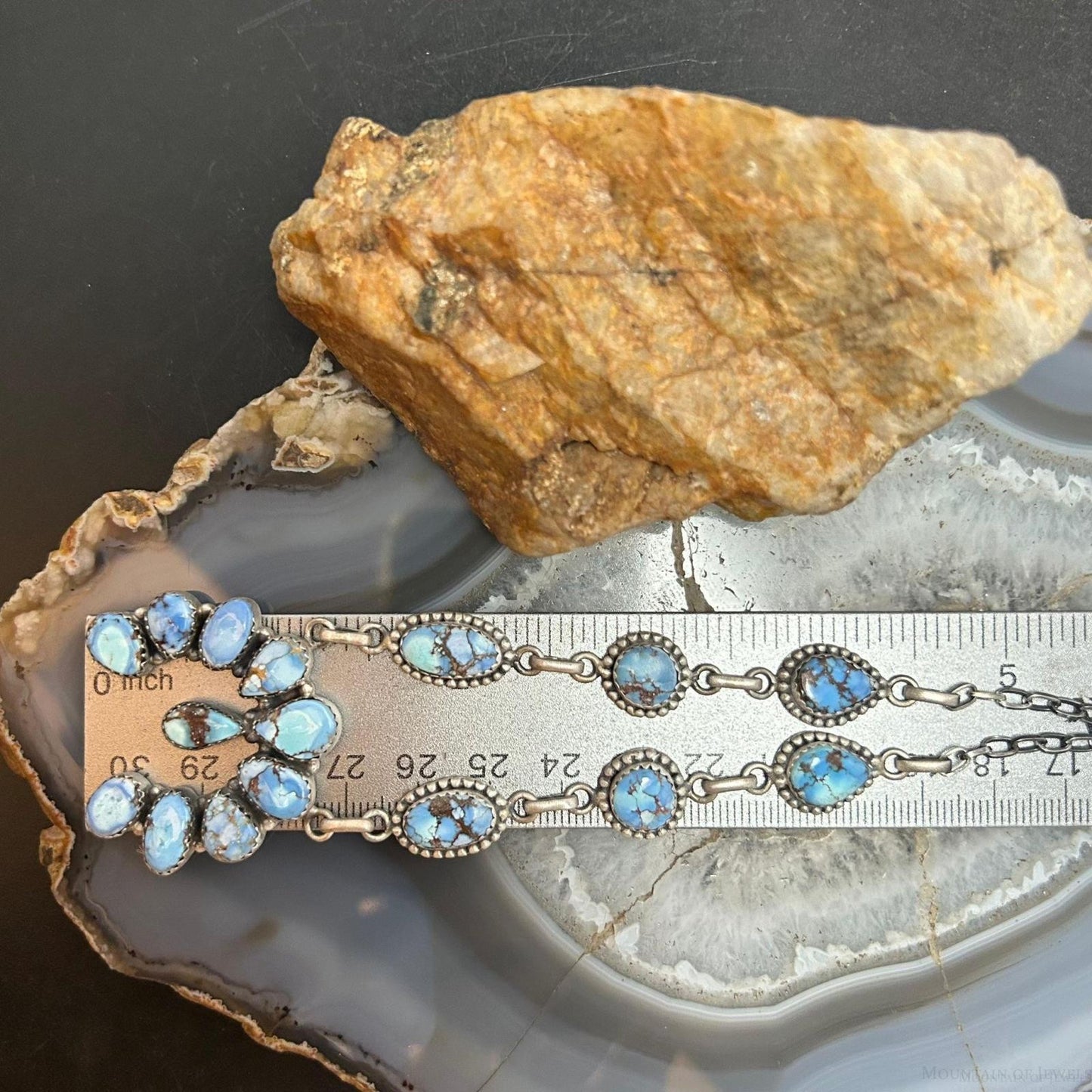 Sterling Silver Southwestern Style Golden Hill Turquoise Naja 20" Necklace For Women