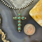Vintage Signed Sterling Silver Petite Point Turquoise Unisex Cross Pendant