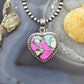 Sterling Silver Southwestern Style Cotton Candy Heart Pendant For Women #2
