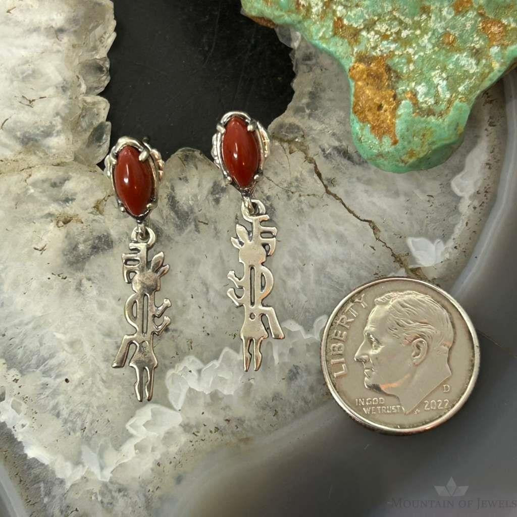 Carolyn Pollack Sterling Silver Red Jasper W/Kokopelli Dangle Earrings For Women