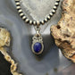 Sterling Silver Southwestern Style Oval Lapis Decorated Charm/Pendant For Women