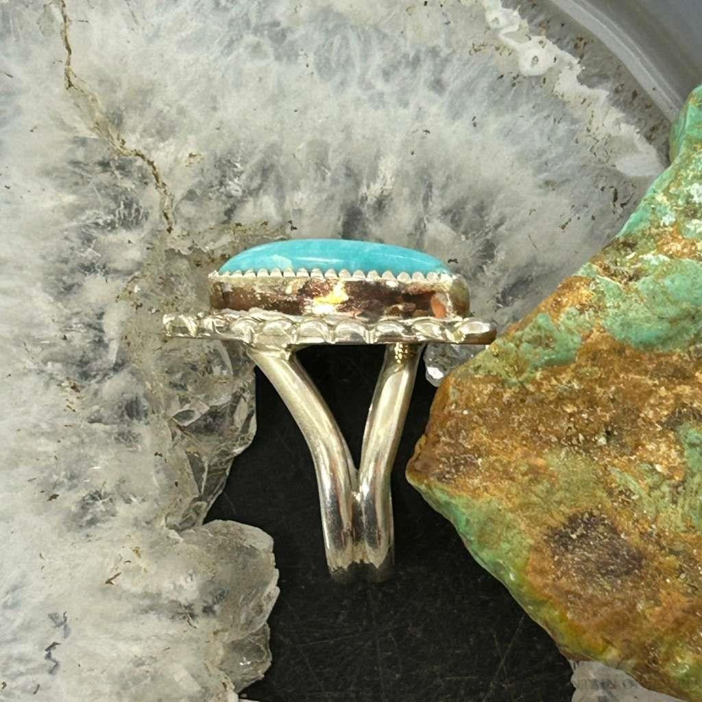 Silver Ray Sterling Silver Turquoise Decorated Leaves Ring Size 6 For Women