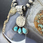 Genuine 1943 90% Silver Mercury Dime Coin w/Teardrop Turquoise Decorated Unisex Pendant