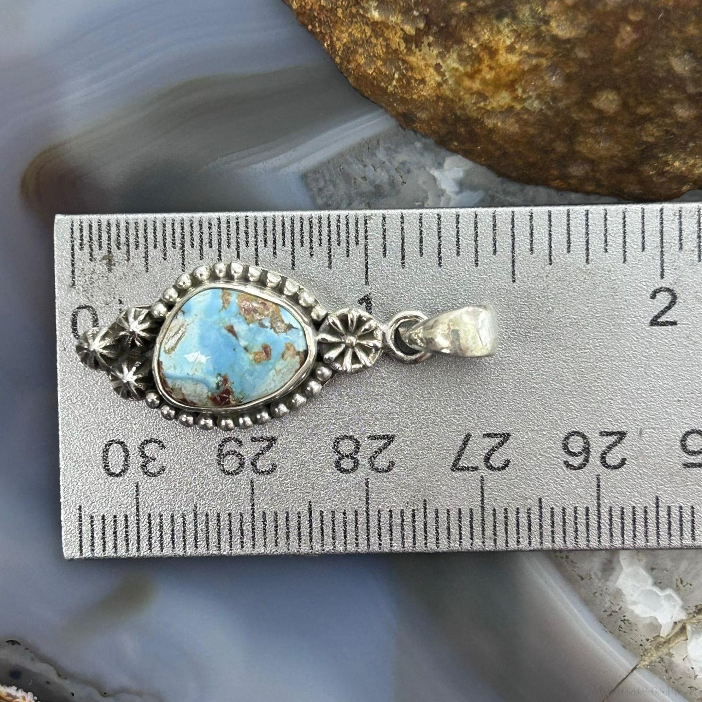 Sterling Silver Southwestern Style Golden Hill Turquoise Decorated Pendant For Women