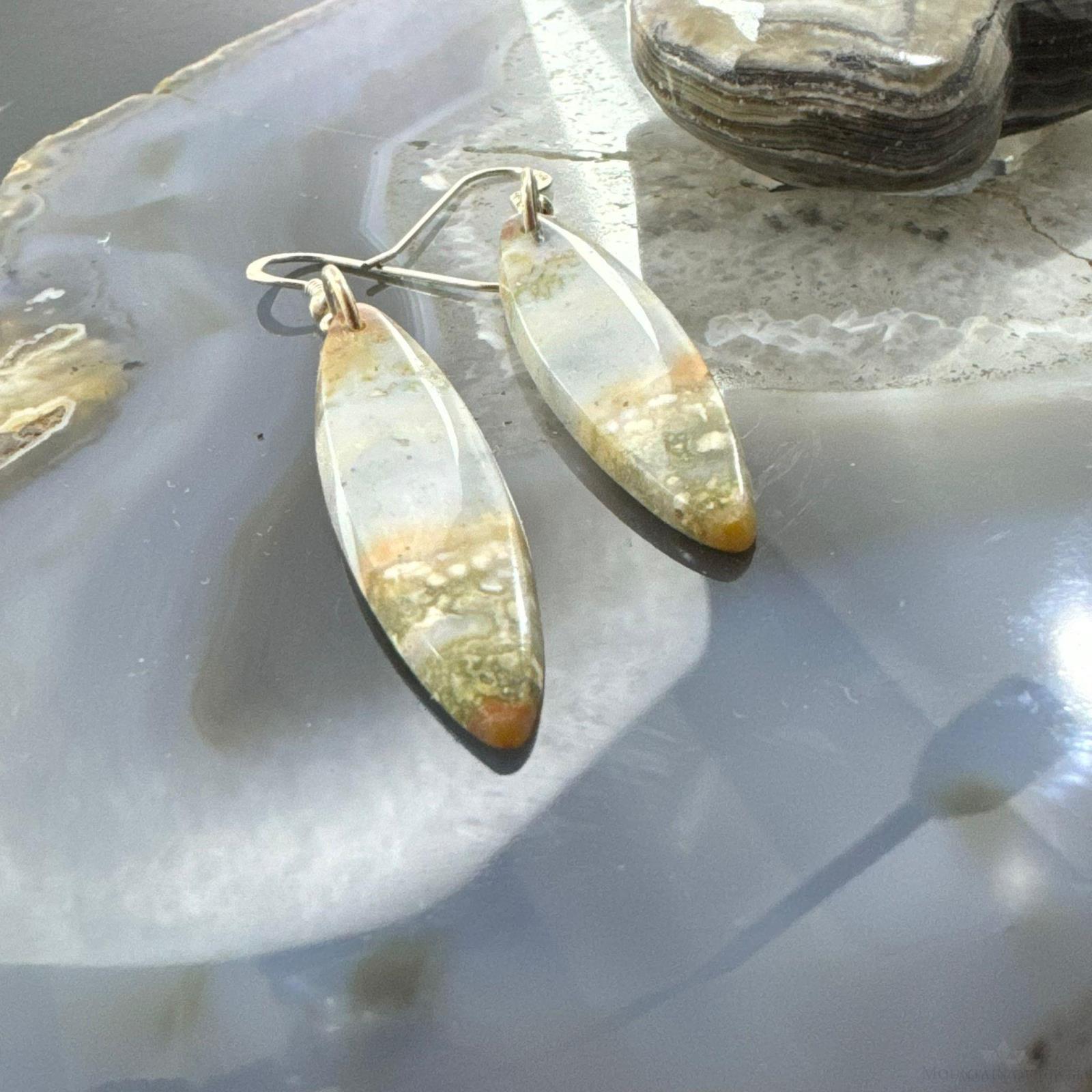 Sterling Silver Ocean retailer Jasper Marquise Dangle Earrings For Women