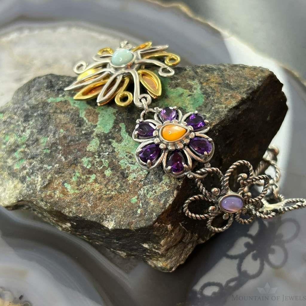 Carolyn Pollack Sterling Silver & Copper, Brass Flower Bracelet For Women