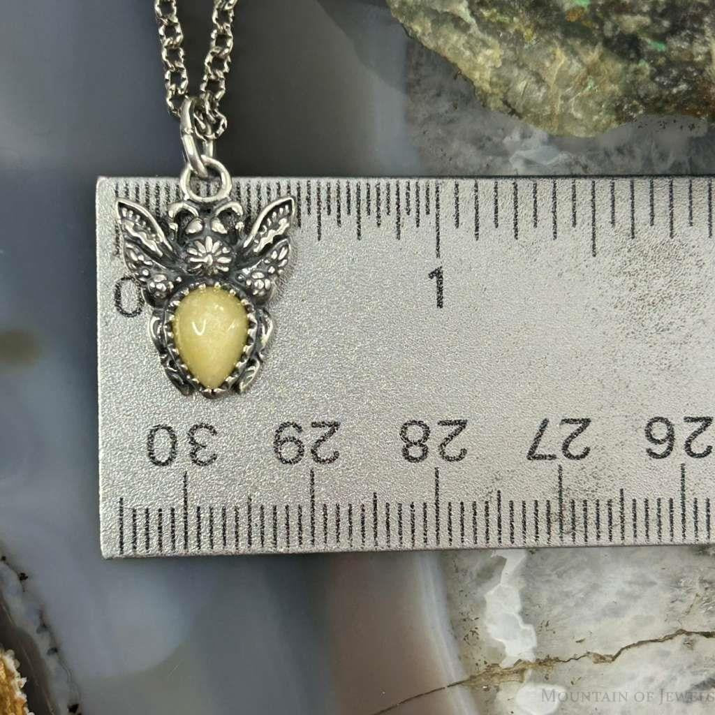 Carolyn Pollack Sterling Silver Yellow Jasper Tiny Bee Pendant Necklace For Women