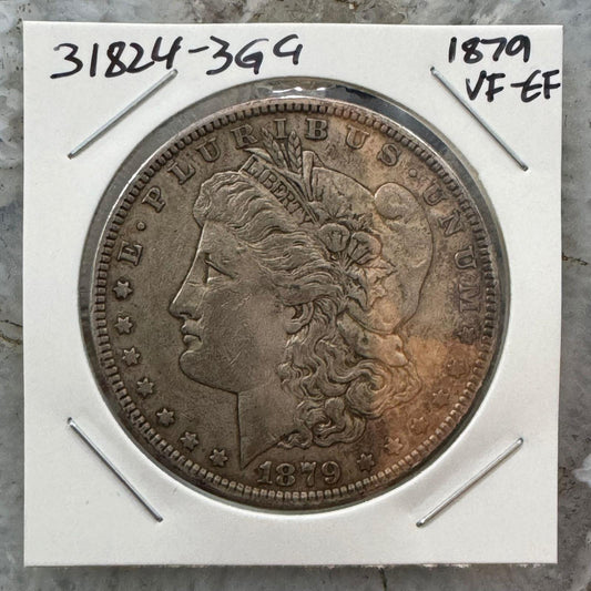 1879 US Morgan Silver Dollar VF-EF #31824-3GG