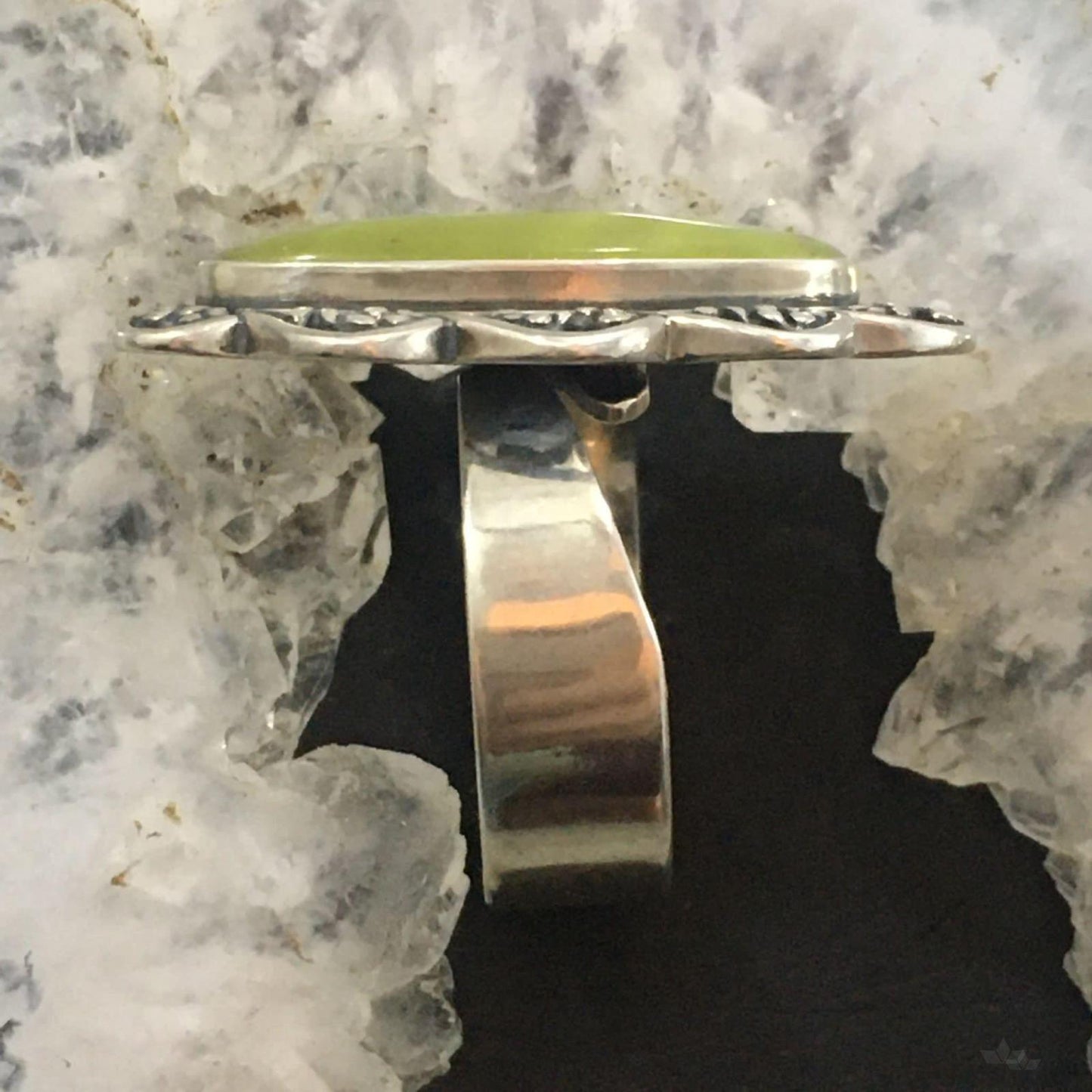 Carolyn Pollack Southwestern Style Sterling Silver Variscite Adjustable Ring For Women