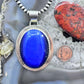 Vintage Sterling Silver Large Oval Blue Chalcedony Fashion Pendant For Women