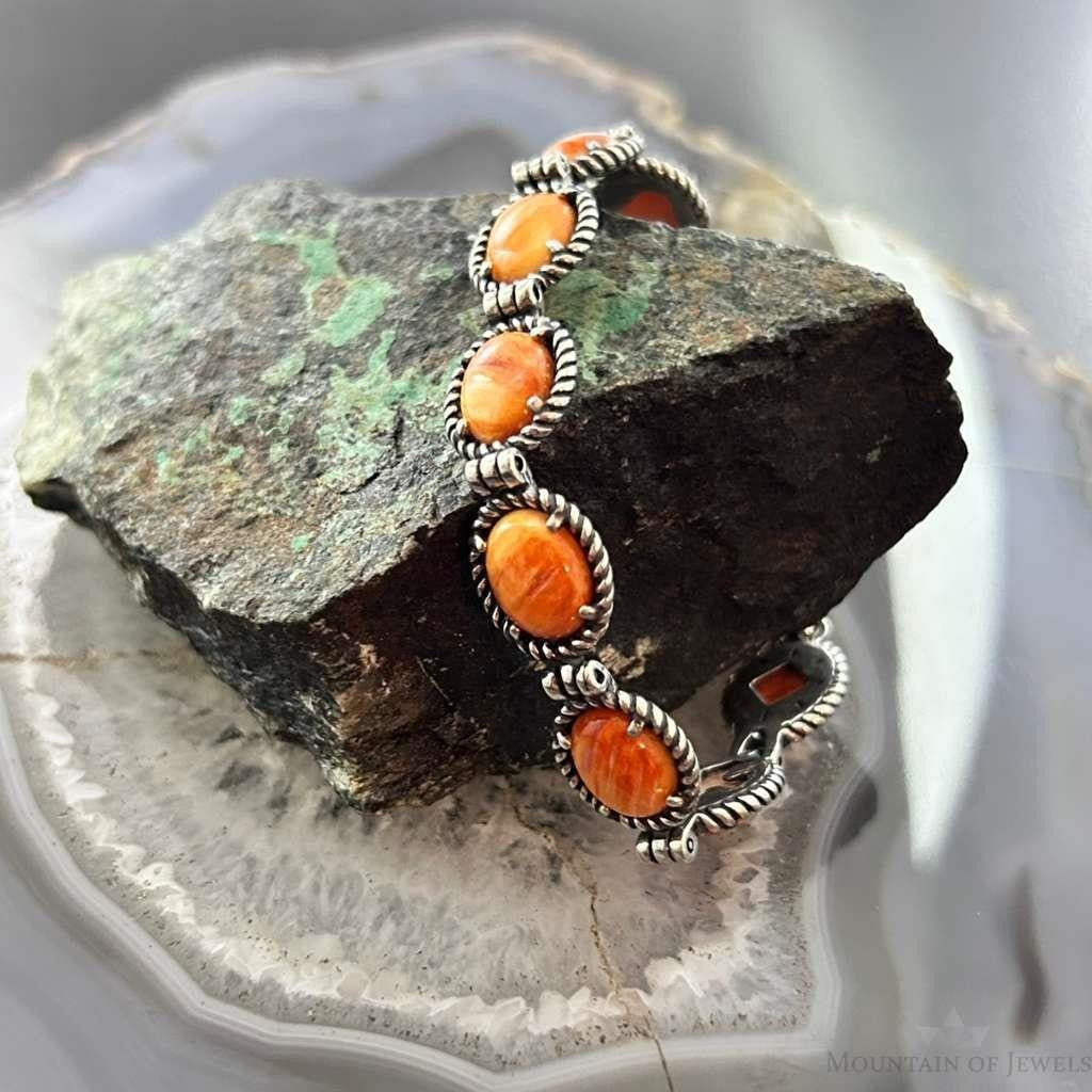 Carolyn Pollack Sterling Silver Spiny Oyster Decorated Link Bracelet For Women