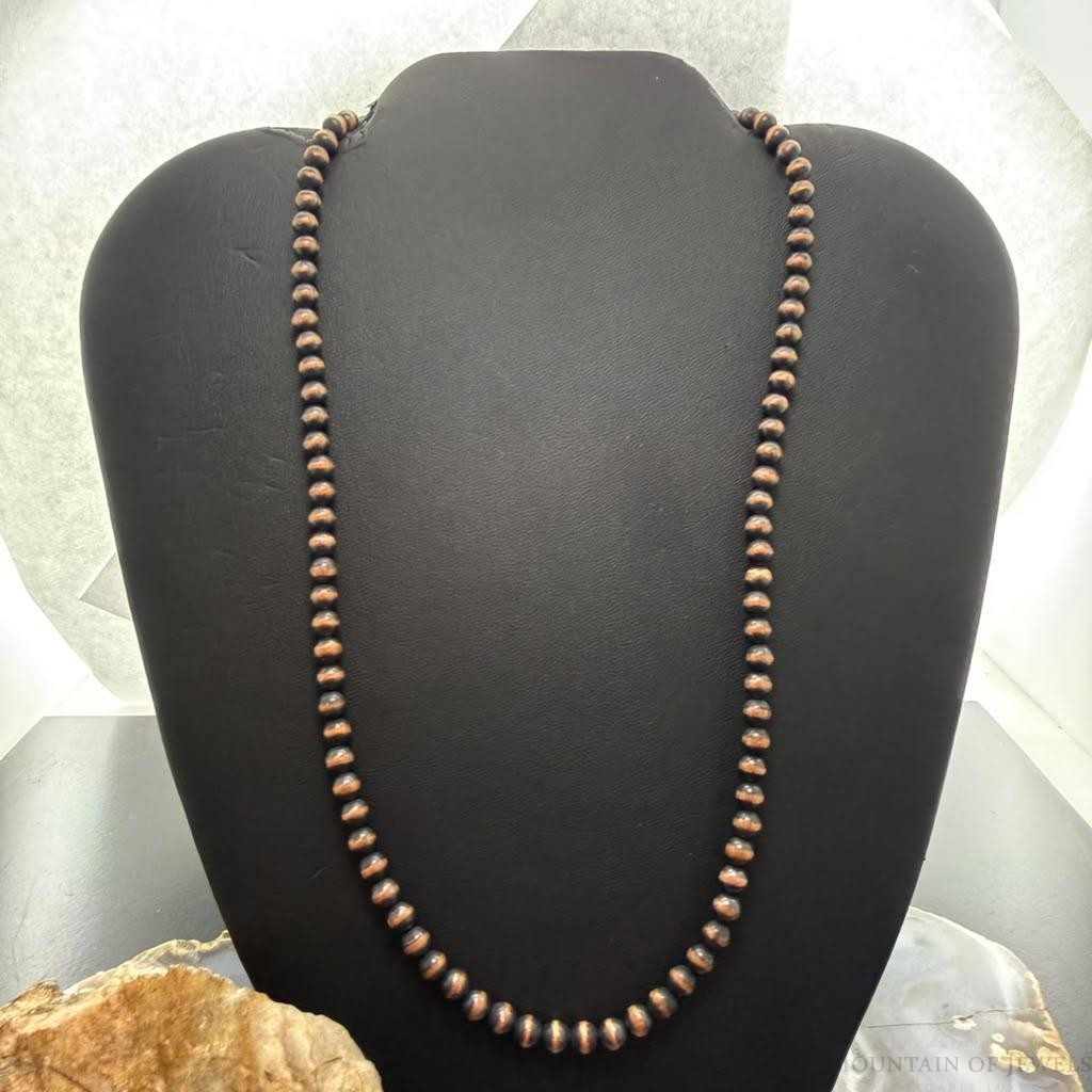 Copper Navajo Pearl Beads 5 mm Necklace Length 20"-24" For Women