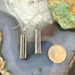 Lyle Wright Taos Pueblo Silver Grooved Rectangle Dangle Earrings For Women