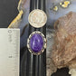 Native American Sterling Silver Oval Charoite Decorated Ring Size 8.5 For Women