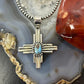 Sterling Silver Southwestern Style Oval Golden Hill Turquoise Unisex Zia Pendant