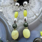 Carolyn Pollack Sterling Silver Serpentine/Prehnite Bead Necklace 17"-20" & Dangle Earrings Set