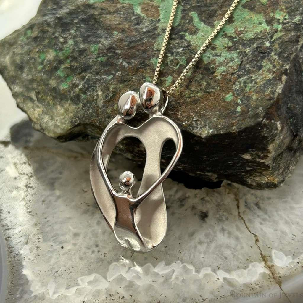 Carolyn Pollack Sterling Silver Loving Family of 3 Pendant Necklace For Women