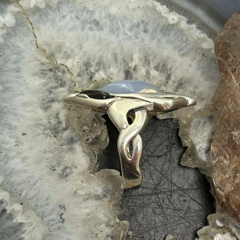 Carolyn Pollack Sterling Silver Moonstone & Amethyst Ring Size 8 For Women