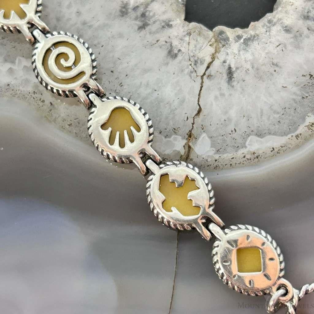 Carolyn Pollack Sterling Silver Yellow Jasper Decorated Link Bracelet For Women