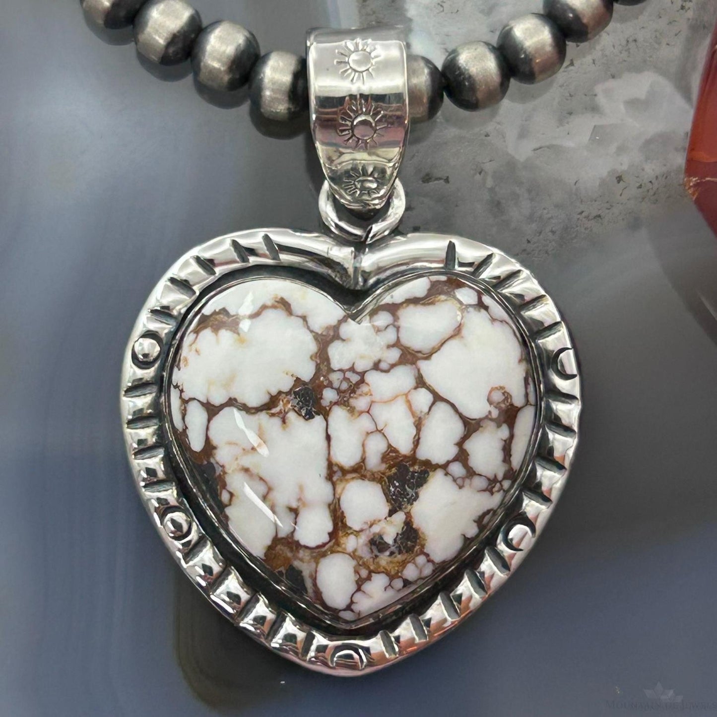 Sterling Silver Southwestern Style Wild Horse Decorated Heart Pendant For Women