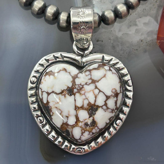 Sterling Silver Southwestern Style Wild Horse Decorated Heart Pendant For Women