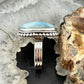Sterling Silver Southwestern Style Oval Larimar Decorated Bar Ring Size 7 For Women