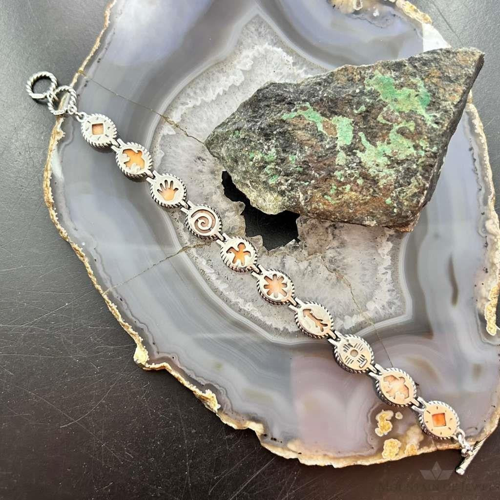 Carolyn Pollack Sterling Silver Spiny Oyster Decorated Link Bracelet For Women