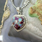 Sterling Silver Southwestern Style Purple Dahlia Heart Pendant For Women