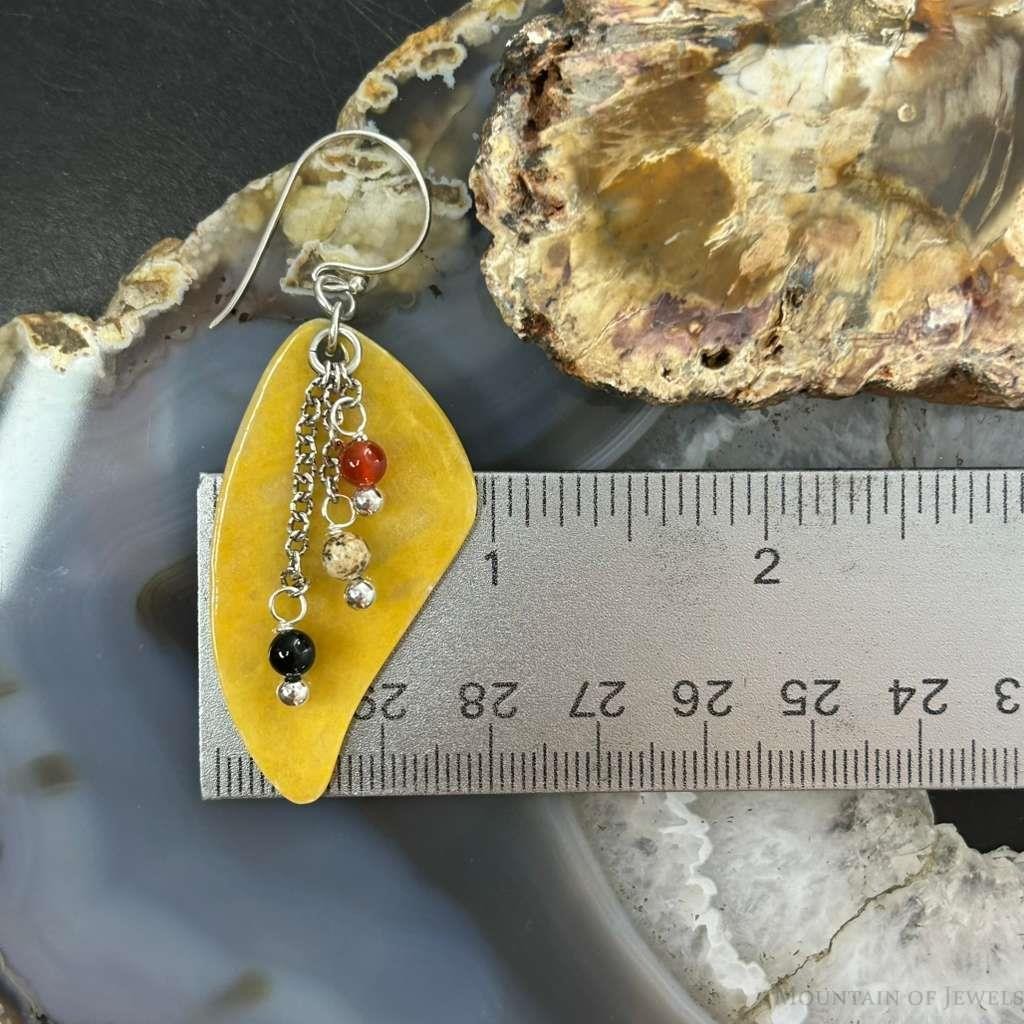 Carolyn Pollack Sterling Silver Yellow Jasper & Beads Slab Dangle Earrings For Women