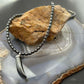 Hematite Beads with Hematite Fang Pendant Unisex 16" Necklace