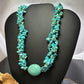 Native American Oval Turquoise Stone w/3 Strands Natural Turquoise Necklace