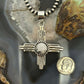Sterling Silver Southwestern Style Round White Buffalo Unisex Zia Pendant #2