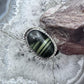 Vintage Native American Silver Oval Blackjack Decorated Ring Size 7 For Women