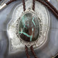 Sterling Silver Southwestern Style Oval Large Blackjack Turquoise Bolo Tie For Men