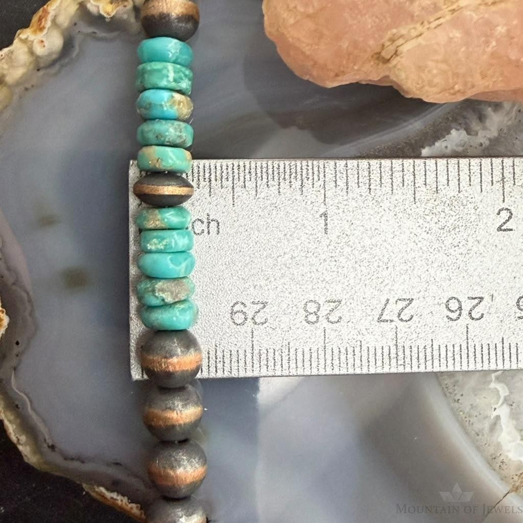 Southwestern Style 8mm Copper Navajo Pearl Saucer, Round & Turquoise Necklace For Women