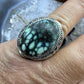 Native American Sterling Silver Oval Lander Turquoise Shield Ring Size 9.5 For Men