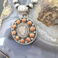 Genuine 1914 90% Silver Barber Head Dime Coin w/Orange Spiny Oyster Pendant