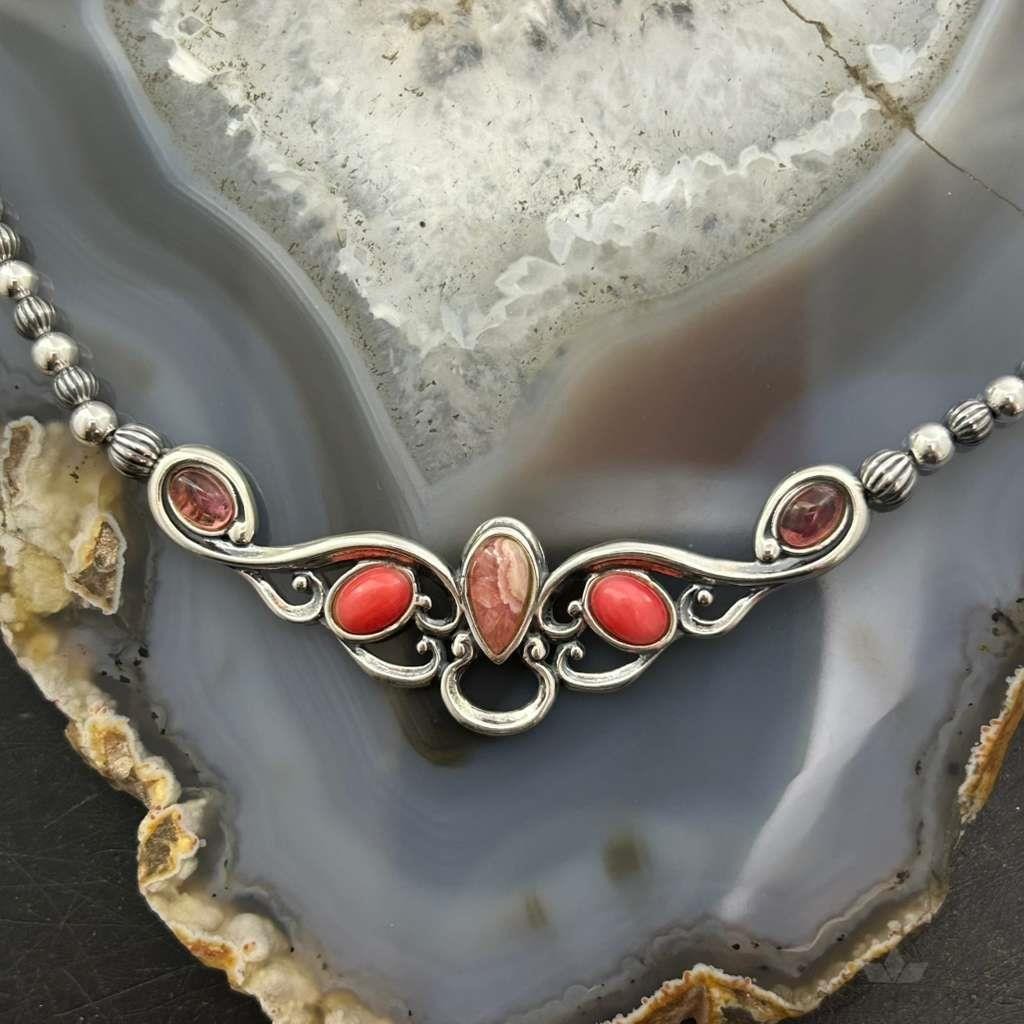 Carolyn Pollack Sterling Silver Multi Stone Pendant Beads Necklace For Women