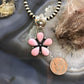 Native American Sterling Silver 5 Teardrop Pink Conch Flower Pendant For Women #2