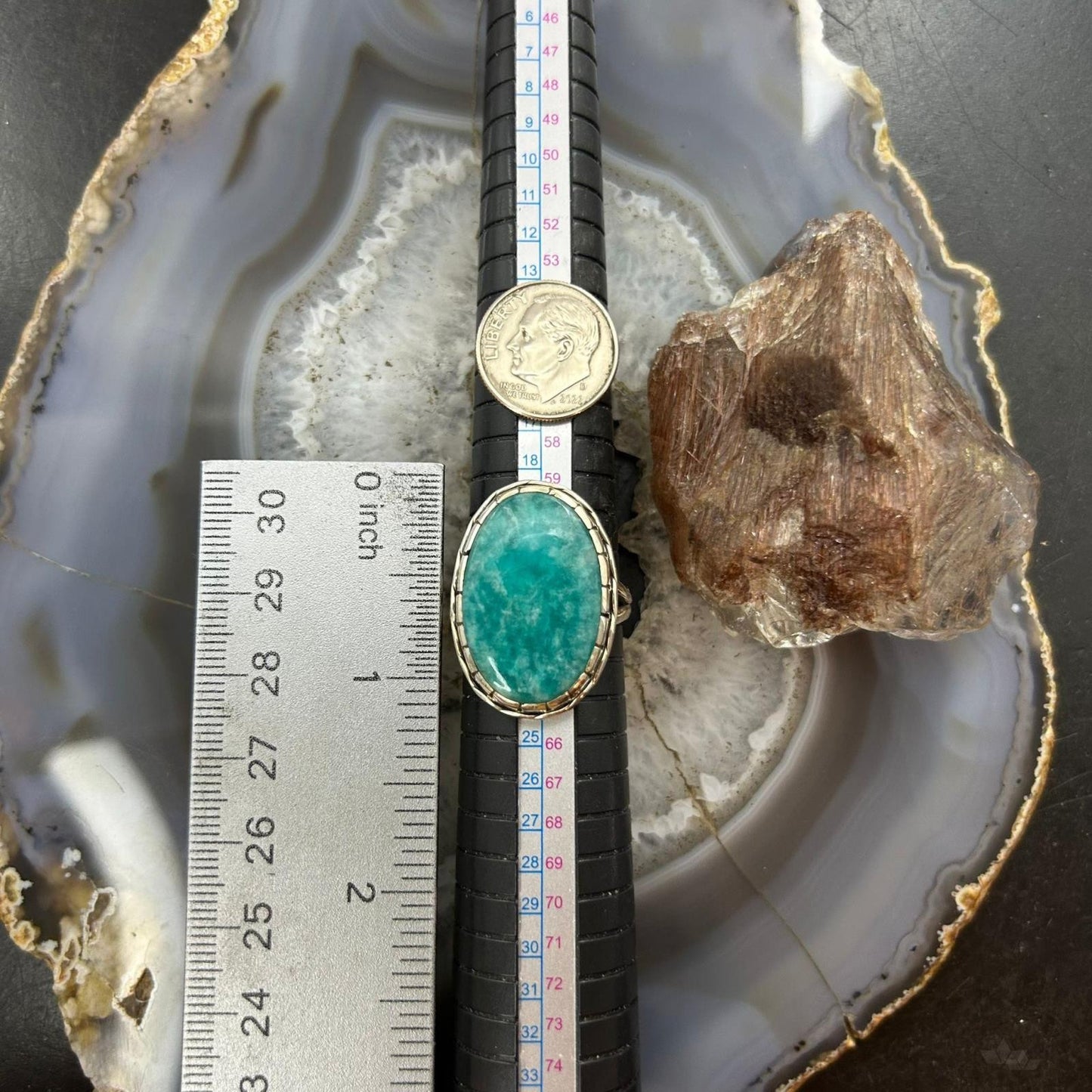 Sterling Silver Southwestern Style Oval Amazonite Decorated Ring Size 10 For Women